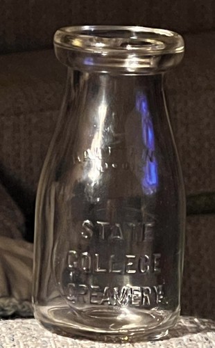 Vintage Half Pint Penn State College Creamery PA Embossed Milk Bottle 8848