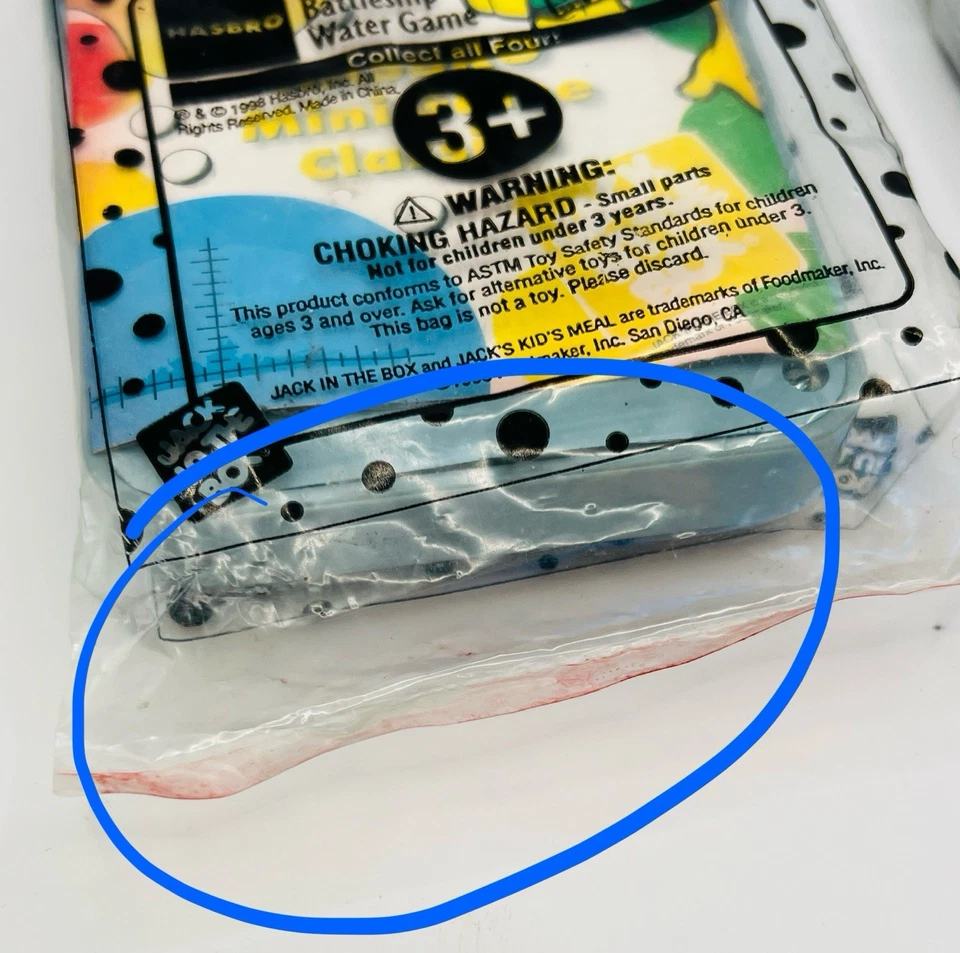 Mini juego de agua de juguete de comida para niños Battleship Jack In The Box 1998 de colección de Hasbro Foto 4 de 4