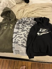 Nike Sweatshirt Youth Size S Yellow Futura Club Fleece Hoodie Sweater Boys Kids