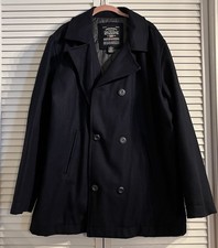 Steve Barry's Woolly Mammoth Coat Mens XL Blue Pea Coat Quilted Lined