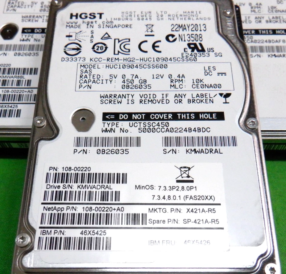 HGST IBM NETAPP 450GB 10K SAS HDD 2.5" 0B26035 108-00220+A0 46X5425 46X5426 - Image 2 of 2