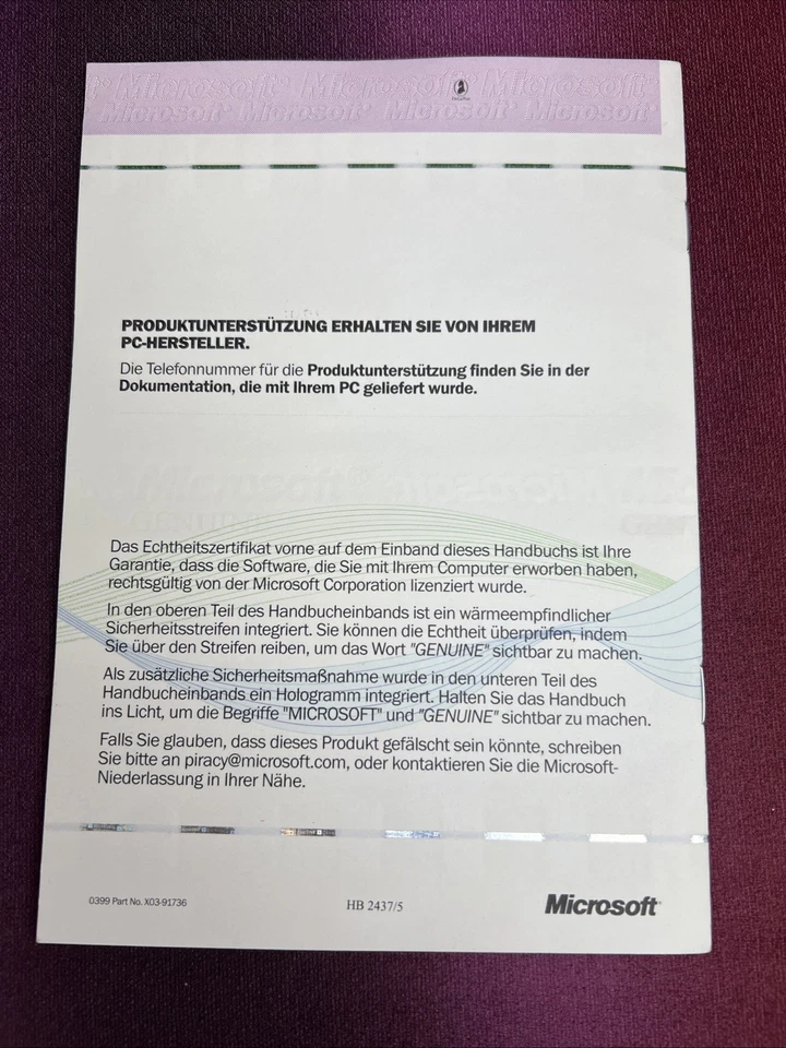 Microsoft Word 2000 deutsche Version Product Key Lizenznummer Handbuch X03-68684 - Bild 3 von 4