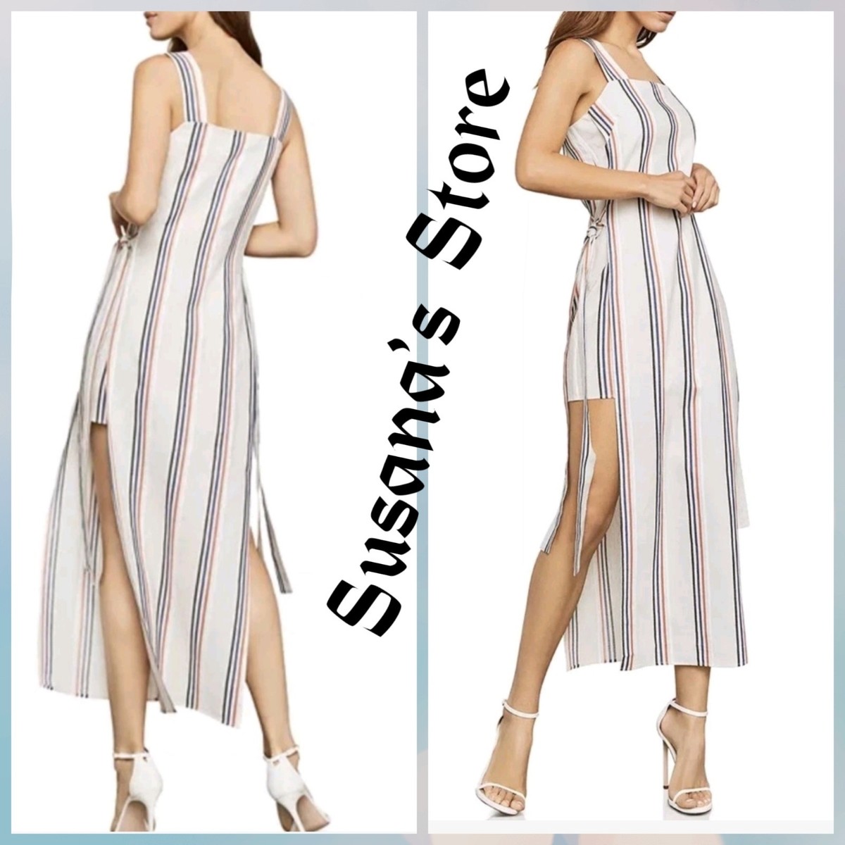 Bcbgmaxazria Striped Linen-Blend Maxi Dress Bcbgmaxazria Striped Linen-Blend Maxi Dress