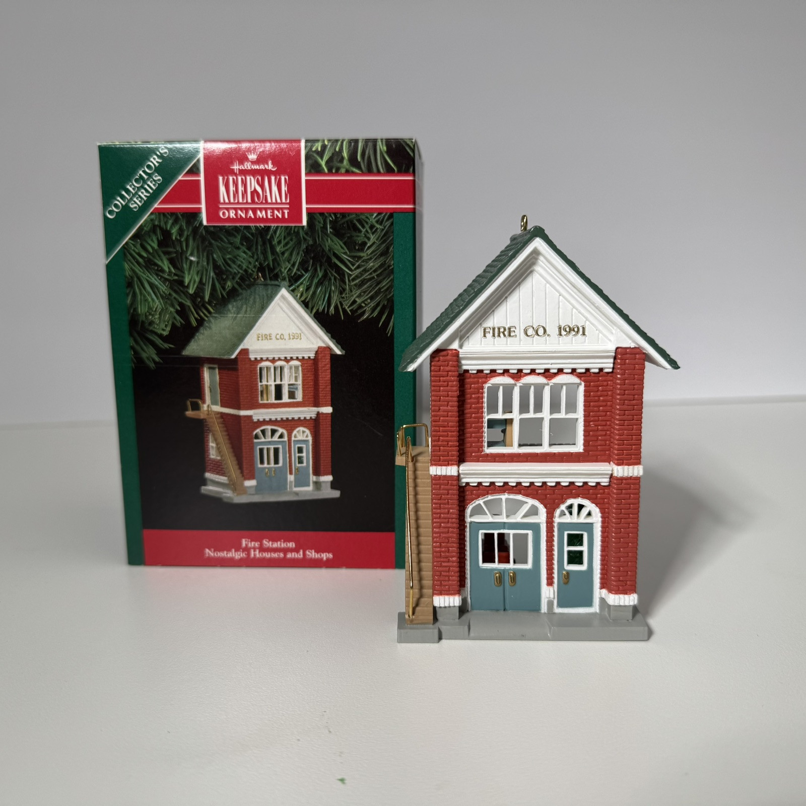 1991 Hallmark Keepsake Fire Station Ornament from Nostalgic Houses and Shops Series