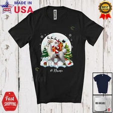 Custom Name Santa Riding Llama Reindeer; Amusing Christmas Snow Animal T-Shirt