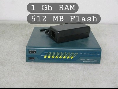 Cisco ASA 5505 with 1Gb RAM 512mb Flash  ios 9.24 with original adapter POE