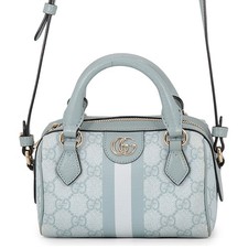GUCCI Ophidia Super Mini borsa a 2 vie GG Supreme/pelle blu chiaro 781490