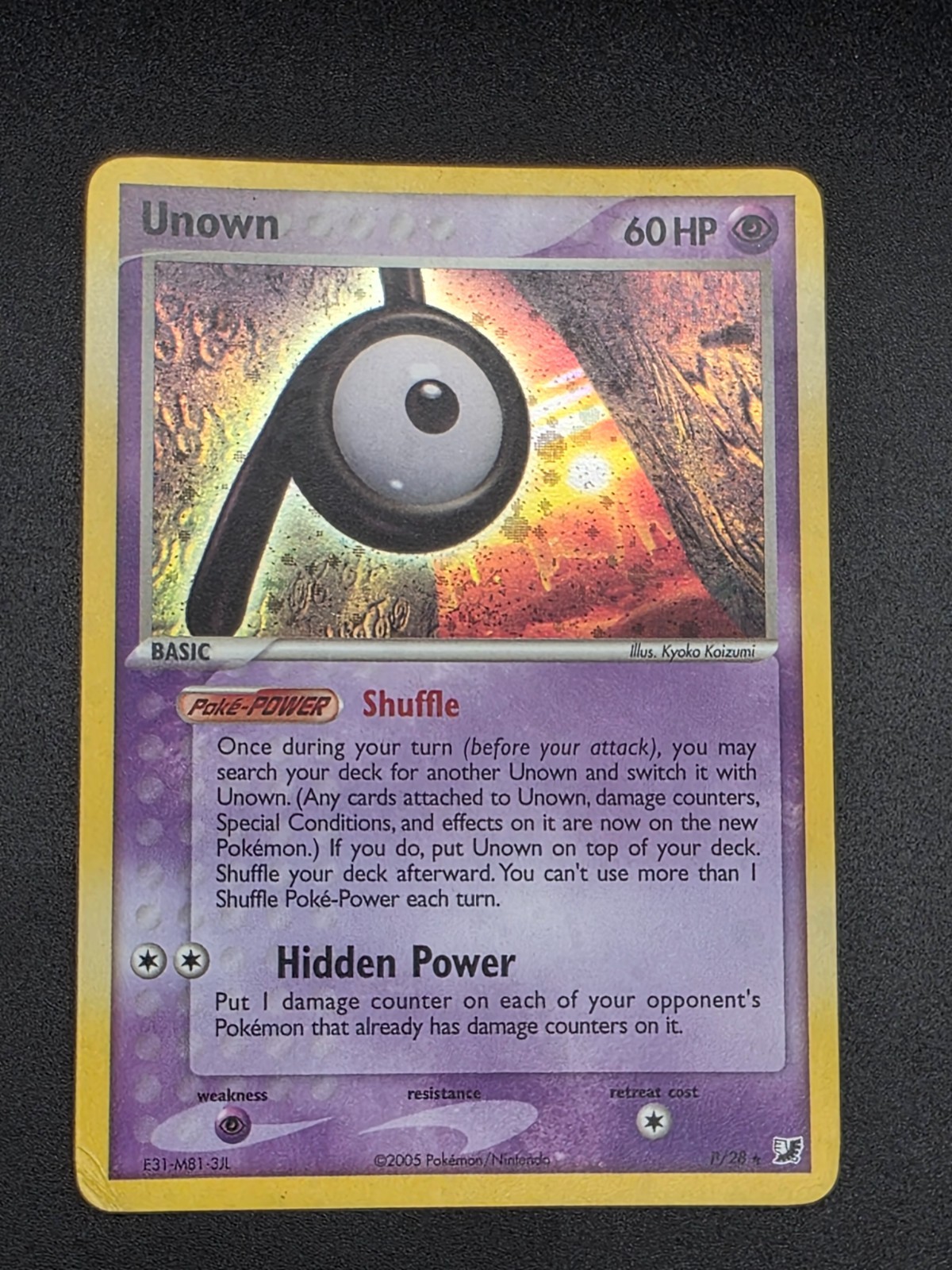 Pokemon TCG 2005 Unown (P) P/28 Unseen Forces Holo LP Vintage -B