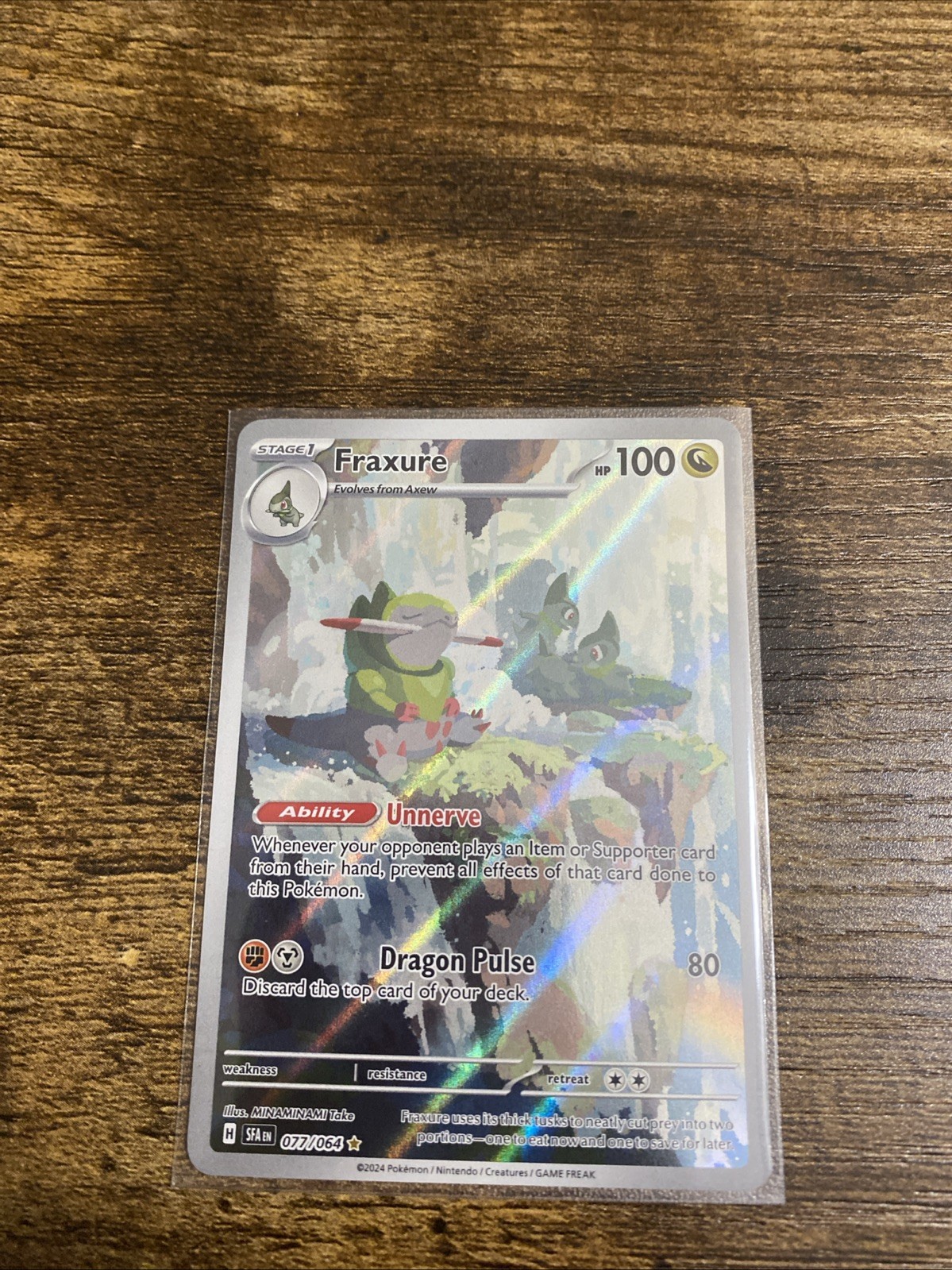 Pokémon TCG Fraxure 077/064 Shrouded Fable Illustration Rare Holo Card