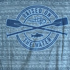 Reel Life Fishing Shirt Men XXL Blue Long Sleeve Raised On The Water Graphic Tee