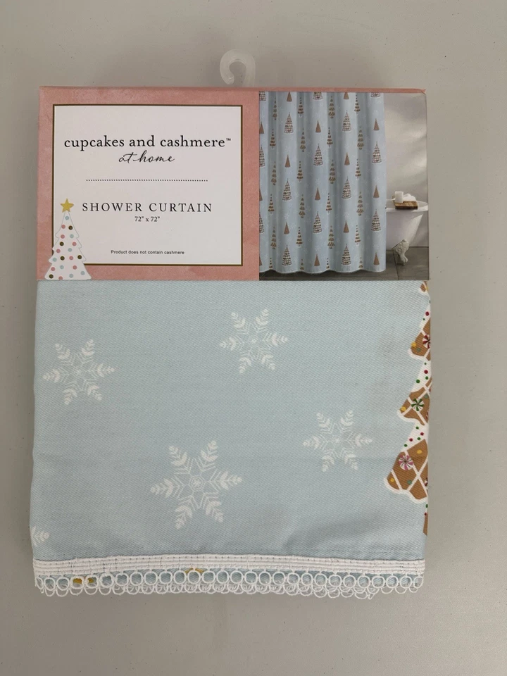 Занавеска для душа из ткани для кексов и кашемира пряники рождественские елки кружевная отделка - Изображение 3 из 4