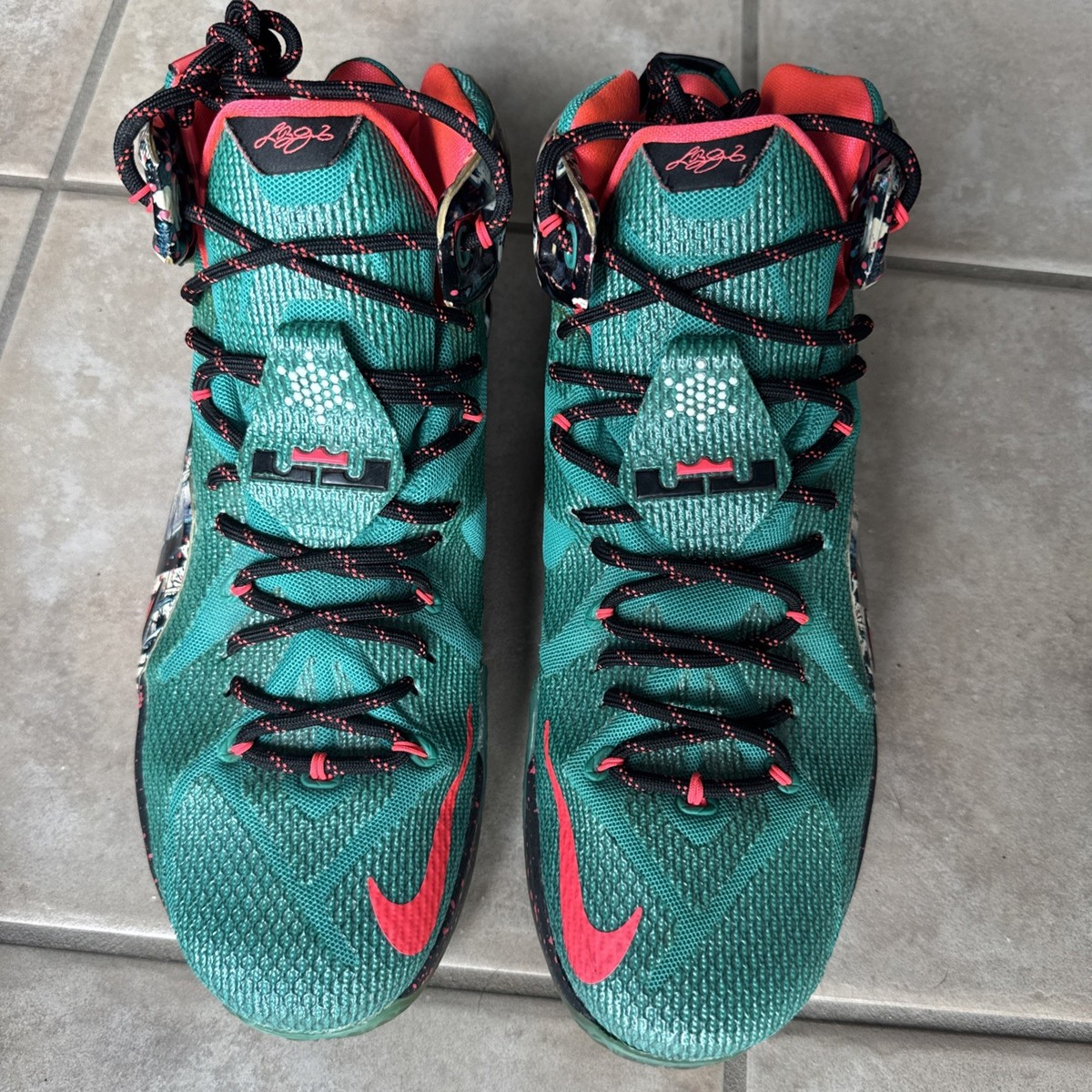Nike LeBron 12 Mens Size 11.5 Akron Birch Green Red | eBay