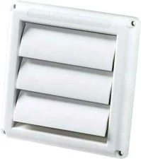 Dryer Air Vent Cover Cap 4'' Louvered Cover White Exterior Wall Vent Hood Outlet