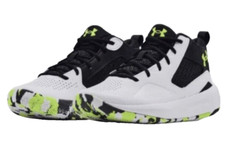 4Y Under Armour Boys Lockdown 5 3023533-102 White Basketball Shoes Sneakers Sz