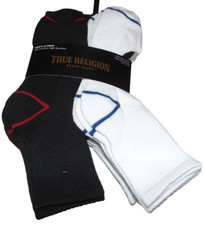  12 NWT Men's TRUE RELIGION Half Cushioned High Quarter Socks Shoe Size 8-12.5