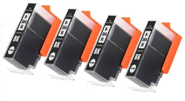 4 Black Fits HP 364XL Ink Cartridges Photosmart 5510 5515 5520 5524 6510 C6380 4 Black Fits HP 364XL Ink Cartridges Photosmart 5510 5515 5520 5524 6510 C6380