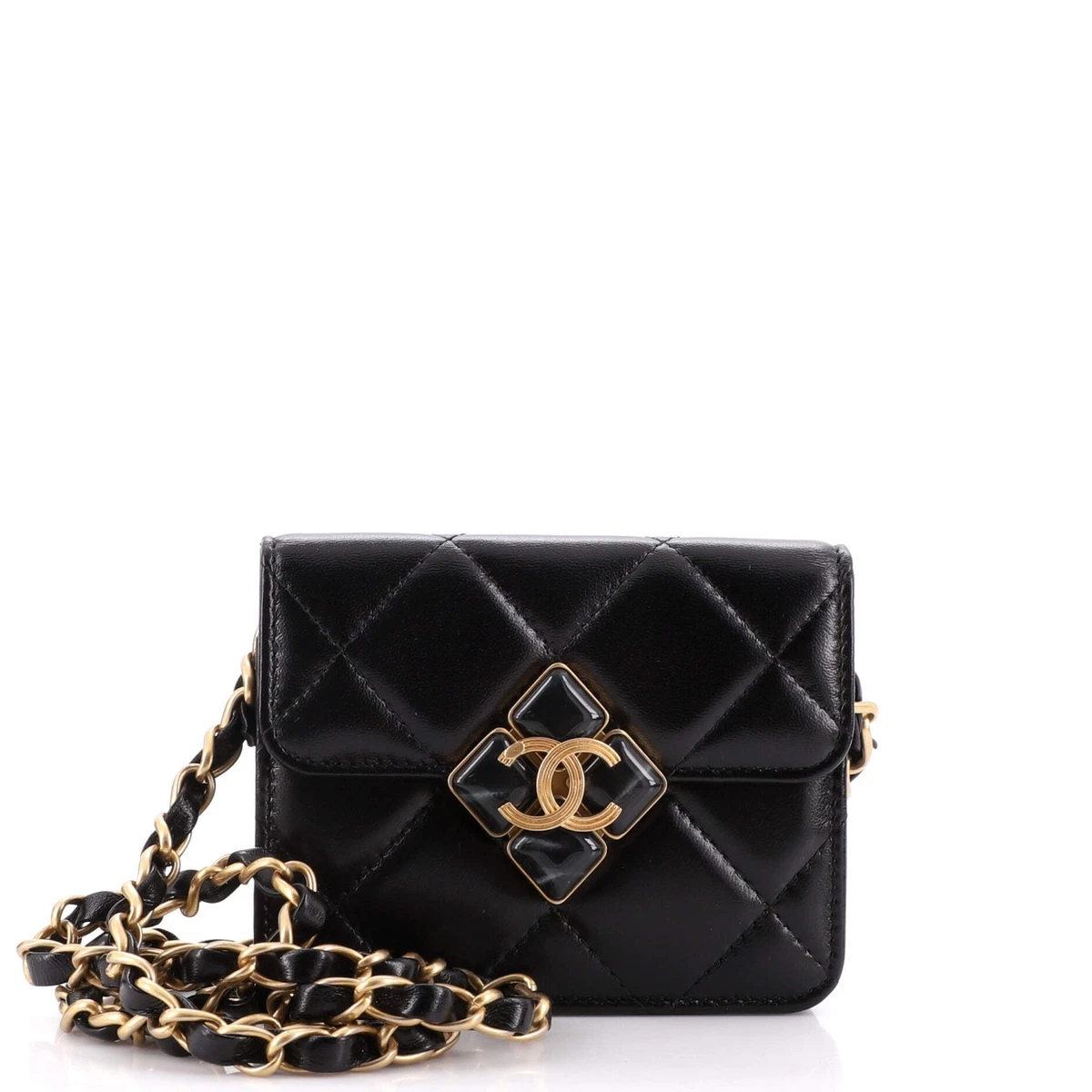 CHANEL CC Flap Caviar Leather Card Holder Black