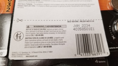 14 -4 Packs Duracell CR2032 3 Volt Battery ECR2032 CR 2032 DL2032 EXP.2034 NEW! - Picture 3 of 3