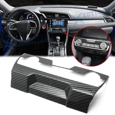 Carbon Fiber Central Console AC Switch Panel Cover Trim For Honda Civic 2016-21