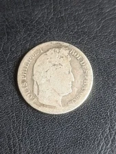 French 1 Franc Silver Coin dated 1847 - Louis Philippe I