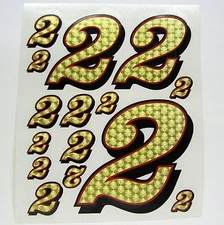 Racing Numbers Number 2 Decal Sticker Pack Gold Red Black 1/8 1/10 RC models S05