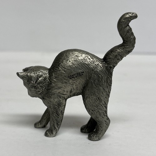 Vintage Franklin Mint Signed TFM 1986 Curio Cabinet Scaredy Cat Pewter Figurine - Picture 3 of 6
