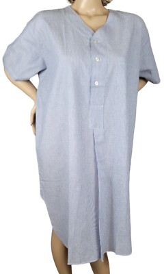 The Vermont Country Store 2XL Nightshirt Striped Seersucker Cotton Nightgown