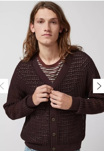 URBAN OUTFITTERS- BDG Beach Cardigan Brown Knit Unisex Sweater Button Front Sz L