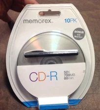 Memorex CD-R 10 pk of discs./PAQ. New, sealed package, 52 x 700mb/ MO 80 minutes
