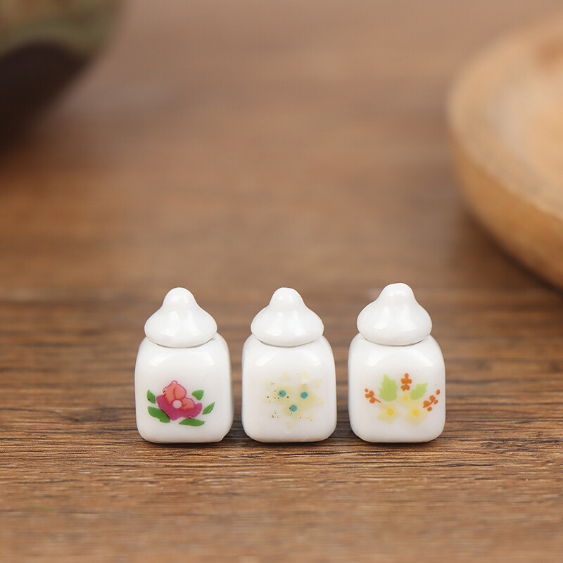 3pc 1:12 Miniature Kitchen Ceramic Accessories for Dollhouse Porcelain Dishes