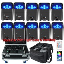 10PCS 6x18W Wireless Par Light Battery Powered RGBWA UV 6 LED Uplight with Case