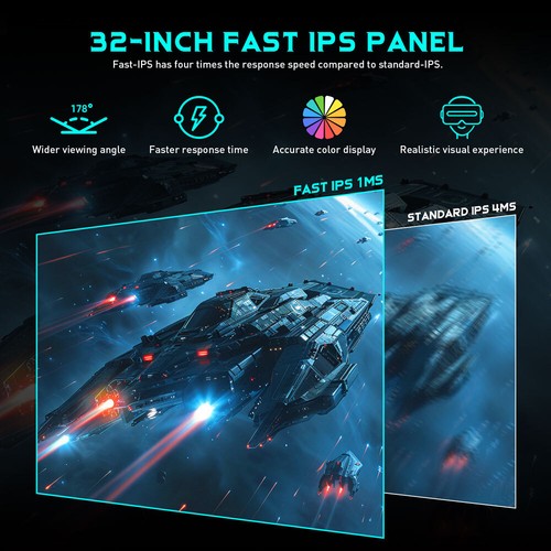 P32A2S2 Gaming Monitor 2560x1440 QHD FAST IPS Panel 240Hz 1ms GTG HDR400 PIP/PBP - Bild 23 von 24