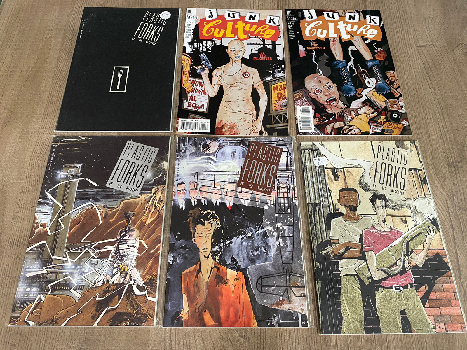 Ted McKeever Plastic Forks 1, 2, 3, 5 (of 5) 1990 & Junk Culture 1