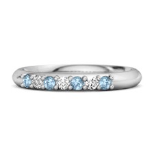 2MM Round Swiss Blue Topaz Eternity 925 Sterling Silver Stackable Mismatch Ring