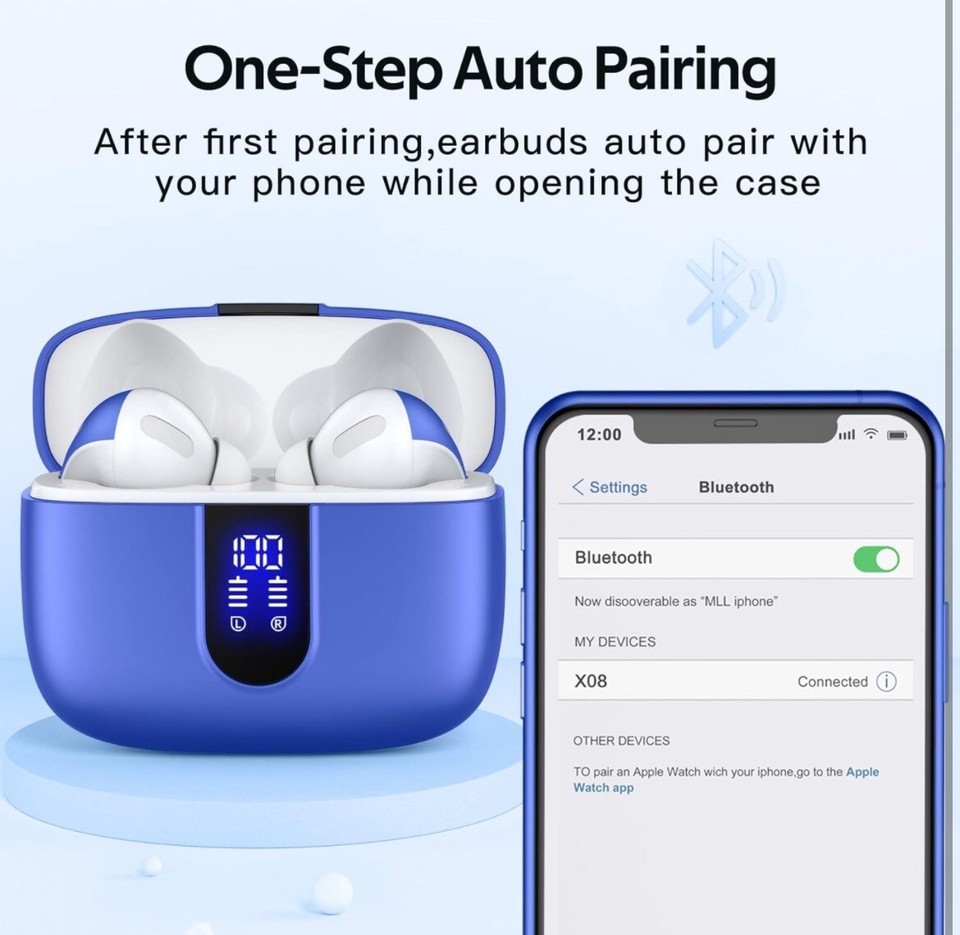🟦New TAGRY X08 Bluetooth Headphones True Wireless Earbuds 60H⏰ Playback