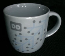 Dunkin Donuts Mug Iridescent Pearl Blue Gray 2014 Winter Holly  Branch SO34
