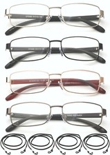 4 Packs High Optical Quality Classic Full Frame Rectangular Reading Glasses