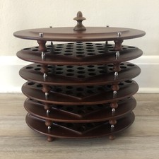 Thomas Communion Wooden Vintage 5 Tier  Stackable Mahogany Serving Trays & Cover