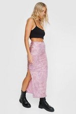 BNWT NastyGal Lace Cut Out Maxi Skirt Pink Size:L RRP:£99