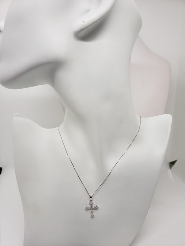 COLLANA DA DONNA CON CROCE CON ZIRCONI IN ORO BIANCO 18KT 750 2,9 GR. (3408) - Foto 6 di 8