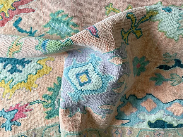 Alfombra Oushak rosa anudada a mano 5x8, 6x9, 8x10, 9x12, 10x14, 12x15 alfombra de lana Foto 4 de 4