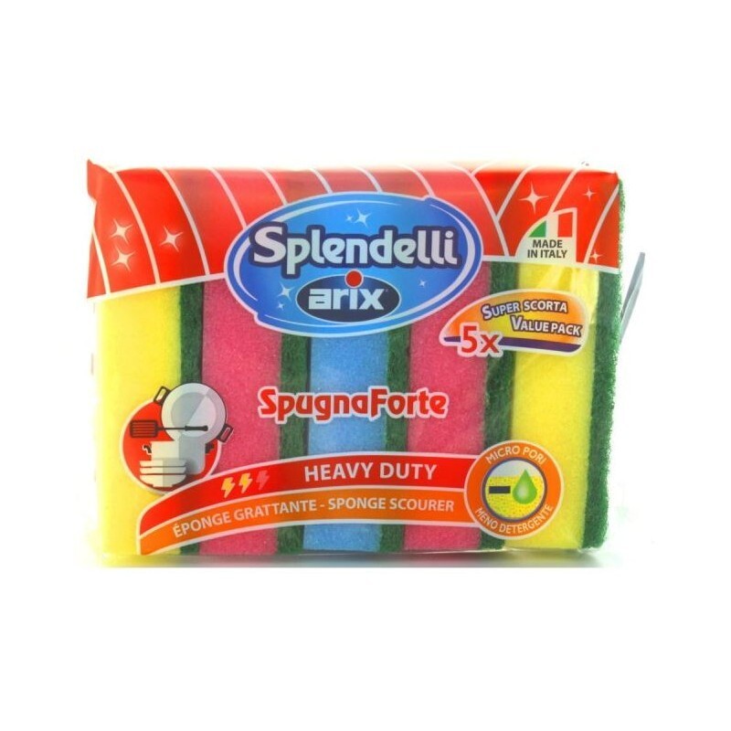 SPUGNA ARIX SPLENDELLI ABRASIVA COLORATA X5 SPUGNAFORTE