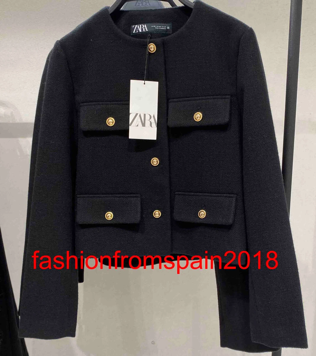 ZARA NEW WOMAN CROPPED BLAZER WITH FLAPS JACKET BLACK XS-XL 3046