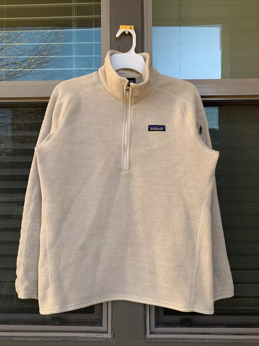 Patagonia Women Better Sweater 1/4 Zip Large Oyster White Fleece Pullover  25618