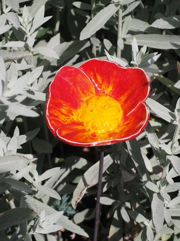 Keramik Gartendeko Blume Blumenstab Gartenstecker H45cm Midene Handgefertigt - Bild 4 von 4