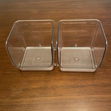 Two-Piece Clear Plastic Stackable Storage Bins Square Desk Home Office 4.5" X 4"
