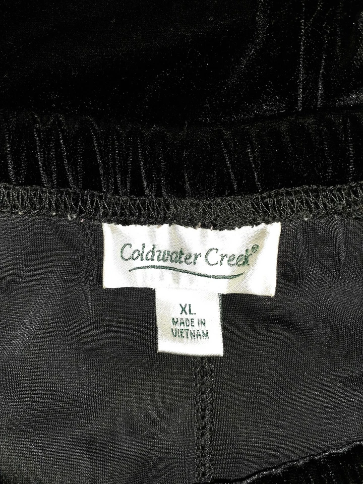 Pantalones COLDWATER CREEK Talla XL Negros Elastizados Terciopelo Leopardo Cintura Elástica Pull On Foto 4 de 4