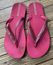 Ipanema Womens Pink Sparkle Sandals Flip Flops Size 11 USA