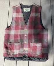 Vtg Quicksilver Saltwater Denim QSD Sz L Button Up Plaid Vest Sun Fade Surfer