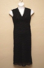 Nine West Black Silk Dress Polka Dots Lined Sleeveless Women's Size 8